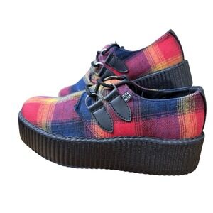 New T.U.K Orange Plaid D-Ring Viva Creeper Platform Shoes Men's 6 / Women's 8